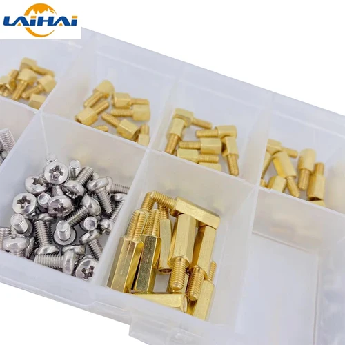 Imagen 2 del producto Juego de tornillos espaciadores de tuerca hexagonal, Kit de espaciador de placa base PCB, Pilar roscado de latón, M2.5 M2 * L + 3mm/M3 * L + 6mm, 180 unids/set