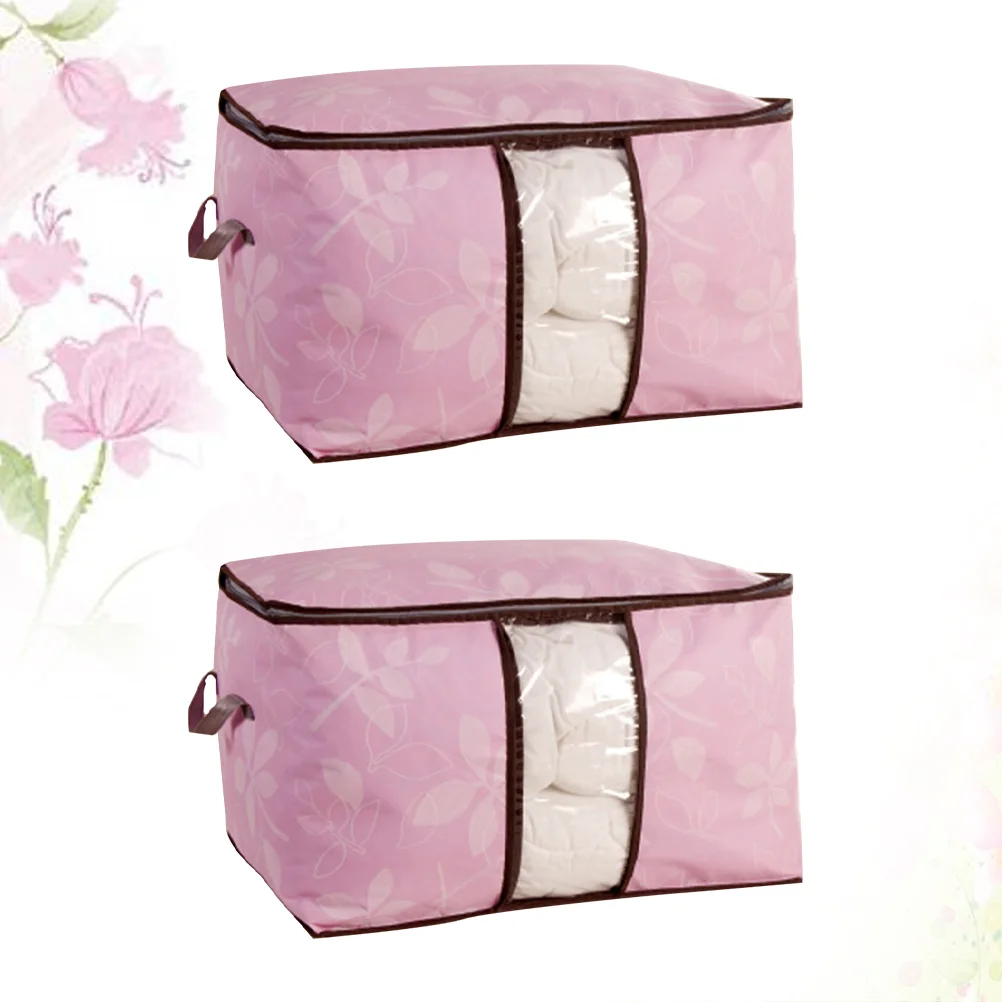 2 PCS Storage Bags for Clothes Clear Organizer Quilt Receive Viewing Window Blanket Nonwoven Organiser