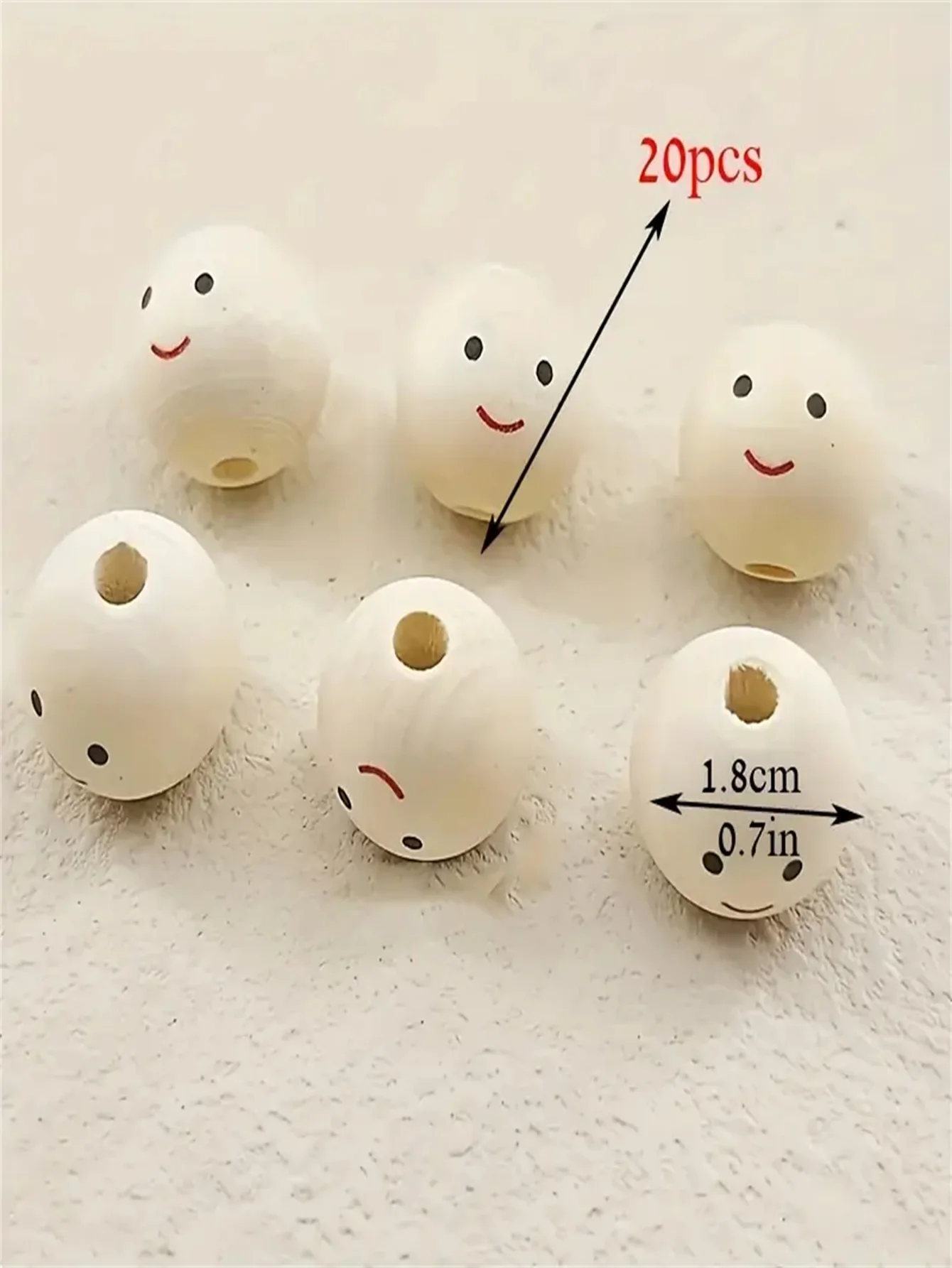 20pcs Smiling Face Wooden Beads Round Expression Loose Beads For Jewelry Making DIY Creative Hand String, Necklace Other Hanging view 3