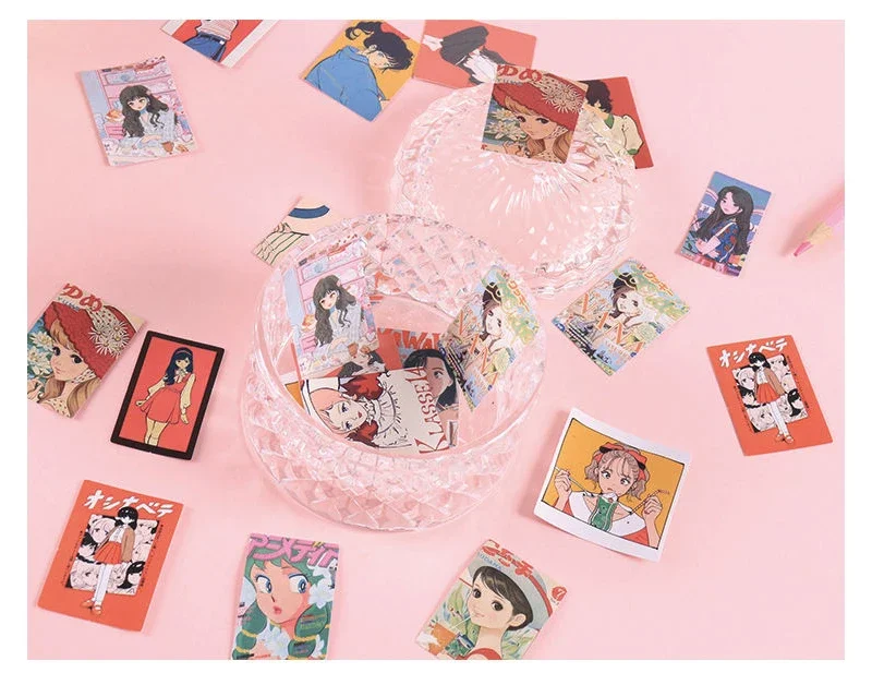 46 шт., декоративные штампы из милого материала для девочек, милые наклейки, декоративные литературные художественные наклейки в коробке, ежедневный альбом для мусора