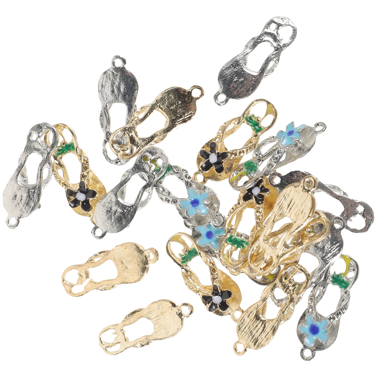 20pcs Slippers Pendants Adorable Diy Ornaments Necklace Bracelet Accessories Craft Charms Hanging Decors Handmade Gifts