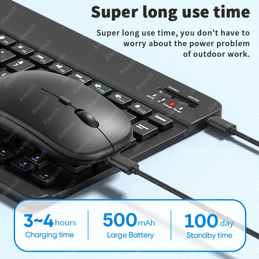 لوحة مفاتيح AIEACH iPad لجهاز Pro 13 M4، 12.9 3-6th، 11 1-4th، Air 13/11 M2/M3، Air(4-5th)، iPad 7-10th، حامل قلم رصاص بإضاءة خلفية #5