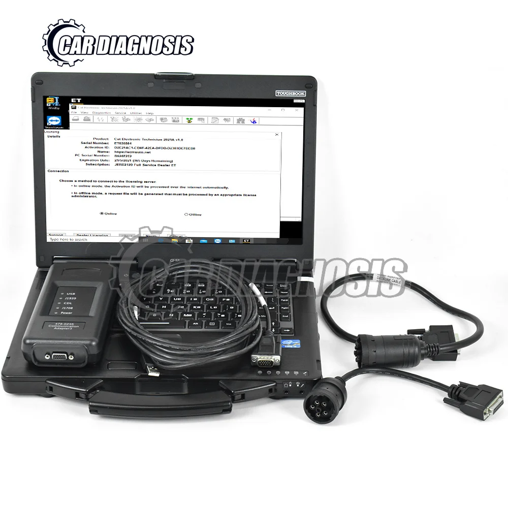 

ET4 Adapter 478-0235 For cat Truck Excavator Communication With 9+14 Pin Ethernet Cable Speed Up Diagnosis+CF53 Laptop