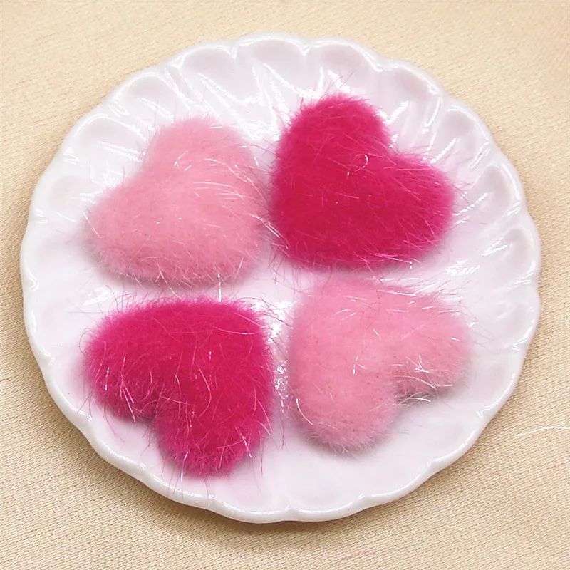 50pcs pink Flatback hairy Fabric Covered round Buttons Home Garden Crafts Cabochon Scrapbooking DIY 16mm