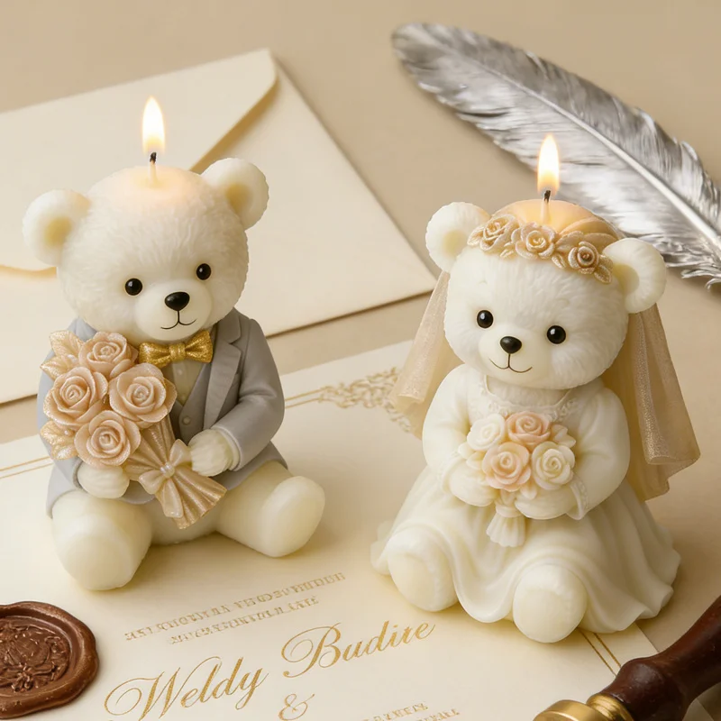 

Силиконовая форма для свечей в виде медведя для свадебных гипсовых сувениров, креативного декора и ароматических изделий своими руками