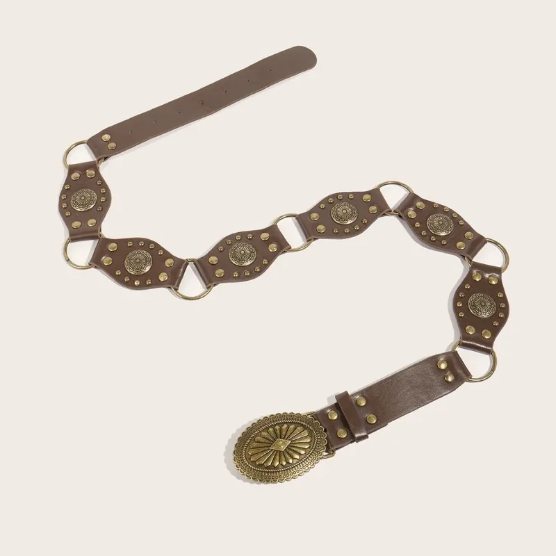 IF IFOND European  American Fashion Retro Openwork Ring Belt Trendy Patchwork Waist-Cinching Versatile Women's Belt