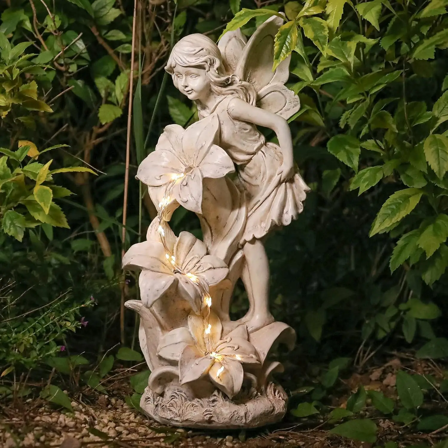 

Angel Garden Statue Outdoor, Solar Powered Resin Garden Sculptures Fairy Angel Statues Waterproof LED Lights Yard Art Decoration