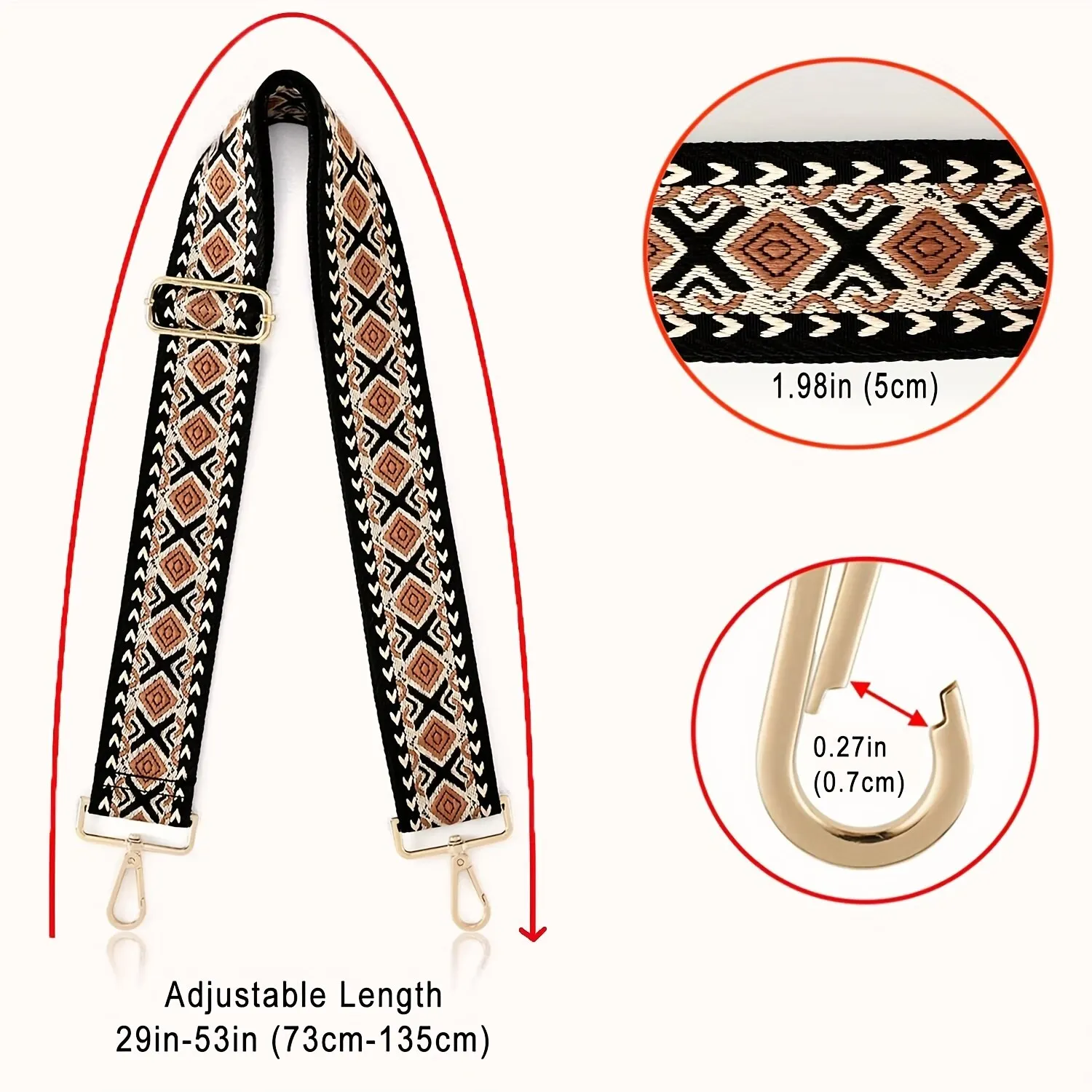 1pc Ethnic Style Purse Strap Replaceable Handbag Fanny Bag Crossbody Bag Strap Simple Adjustable Wide Strap Portable Strap