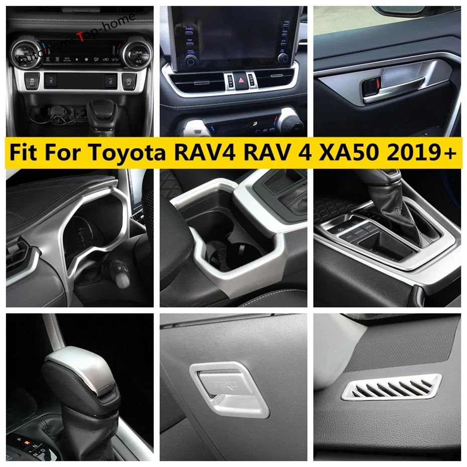 

Car Air AC Vent Decoral Frame Door Handle Bowl Glove Box Window Lift Button Cover Trim For Toyota RAV4 RAV 4 XA50 2019 - 2024