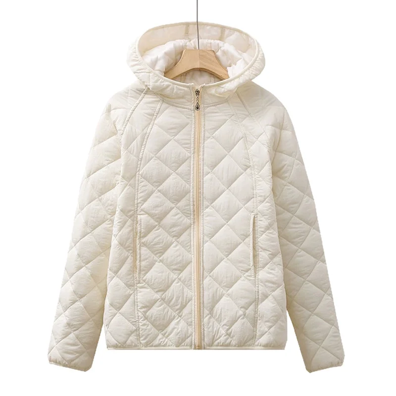 Light Thin Cotton-padded Clothes Women's Short Coat Spring Autumn Loose Hooded Warm Jacket Lady Casual Tops Quilted Outerwear