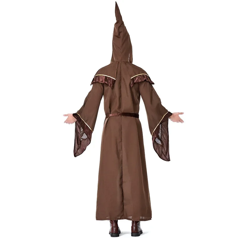 Adult Pastor godfather male wizard Cosplay Costume Halloween Party stage Performance Religious Priest Monk Robe Dress