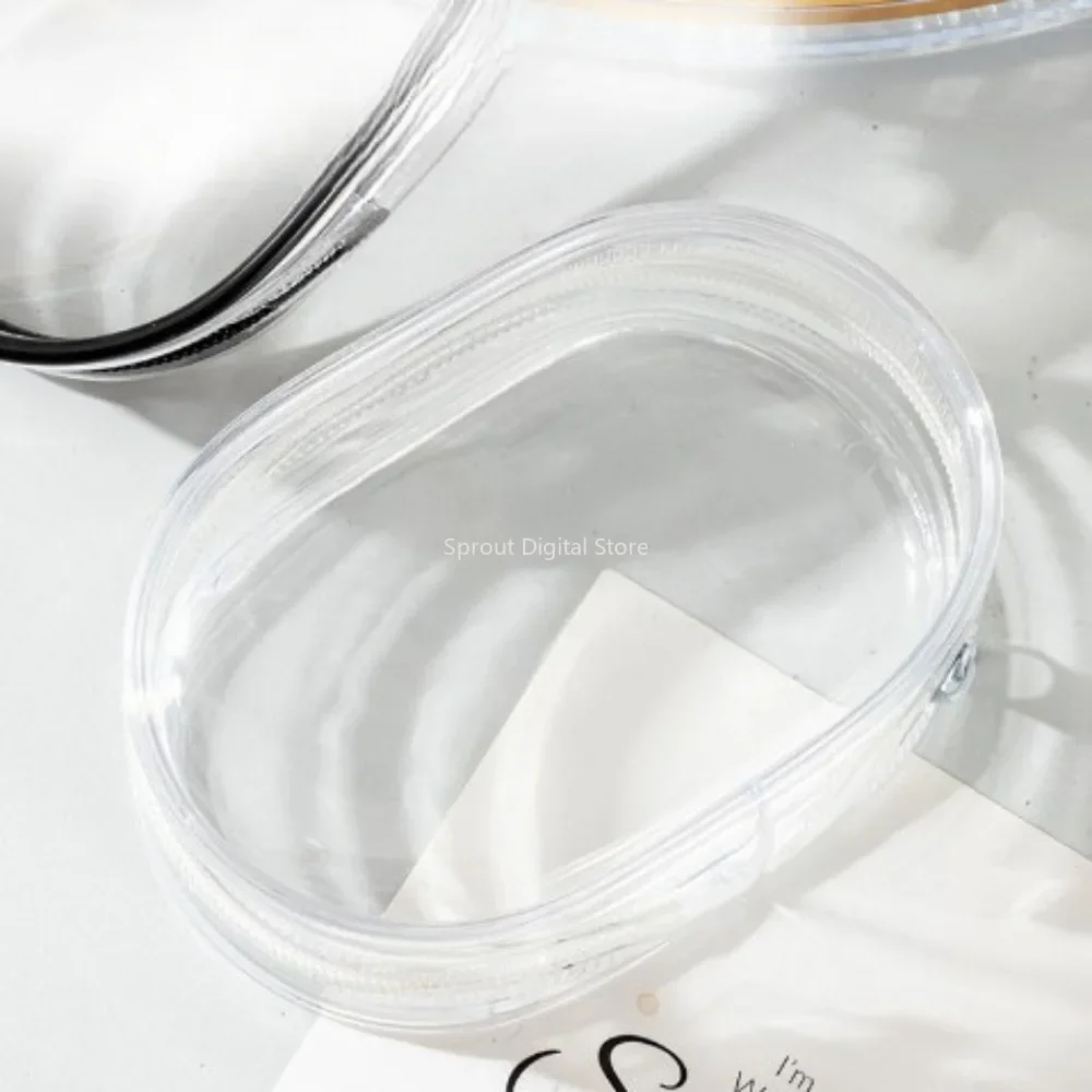 Portable Mini Transparent Storage Bag with Zipper Multifunctional Headphone and Charger Case Travel Accessories with Keychain