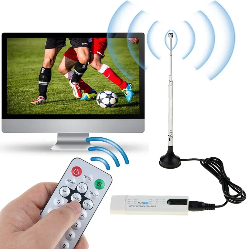 USB DVB-T2 الرقمية الأقمار الصناعية DVB T2 موالف عصا التلفزيون مع هوائي استقبال عن بعد HDTV ل DVB-T DVB-C + FM + DAB + SDRPC