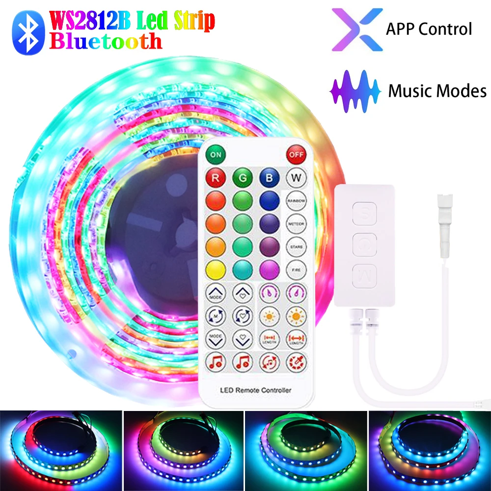 WS2812B Led Strip Lights DC5V Individually Addressable Smart RGB Led Strip SP611E Bluetooth Music App Controller kit 1-5M