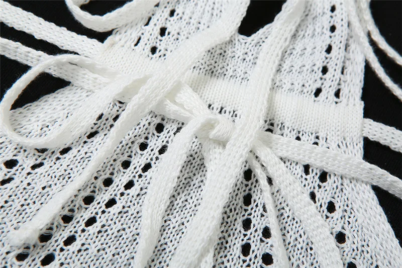 Vintage Häkel blume aushöhlen Kleid Vertuschungen schicke Frauen sexy stricken rücken freie Krawatte Mini kleid Sommer Strand Urlaub Bodycon – Detail 26