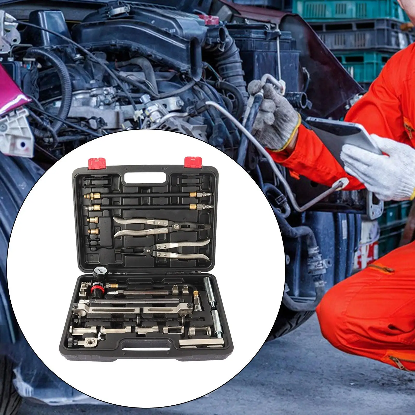 

Cylinder Head Service Set Tool Kit Valve Spring Compressor Removal Installer Replacement valve oil seal tool