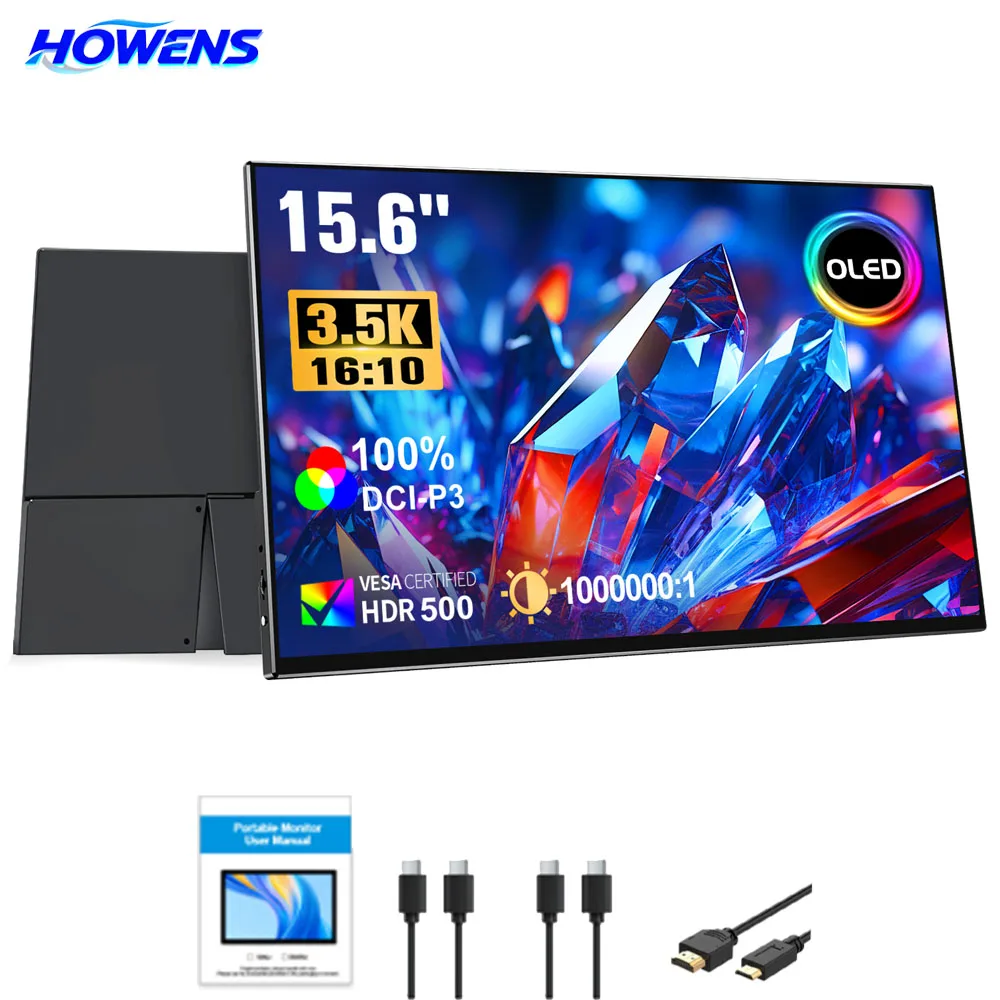 HOWENS 15.6 Inch Touch Portable Monitor Gaming 3456*2160P 600cd/m2 Extended Pc Display For TV Laptop Second Screen XBox PS4/ 5