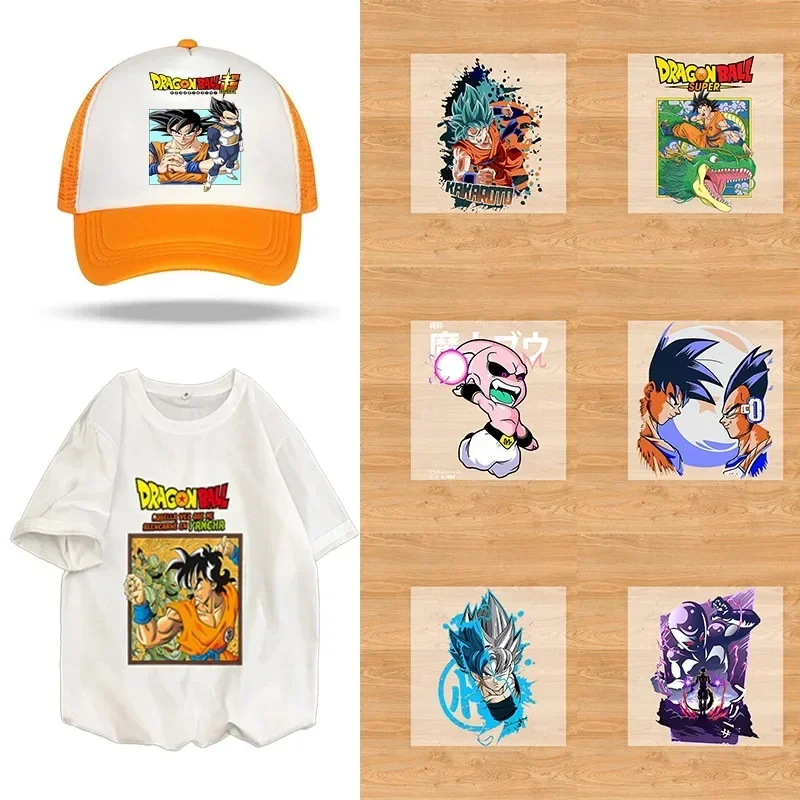 Parches de Dragon Ball, pegatinas de transferencia de calor para ropa, camiseta de Anime Son Goku, parches para planchar, pegatinas, ropa DIY para niños