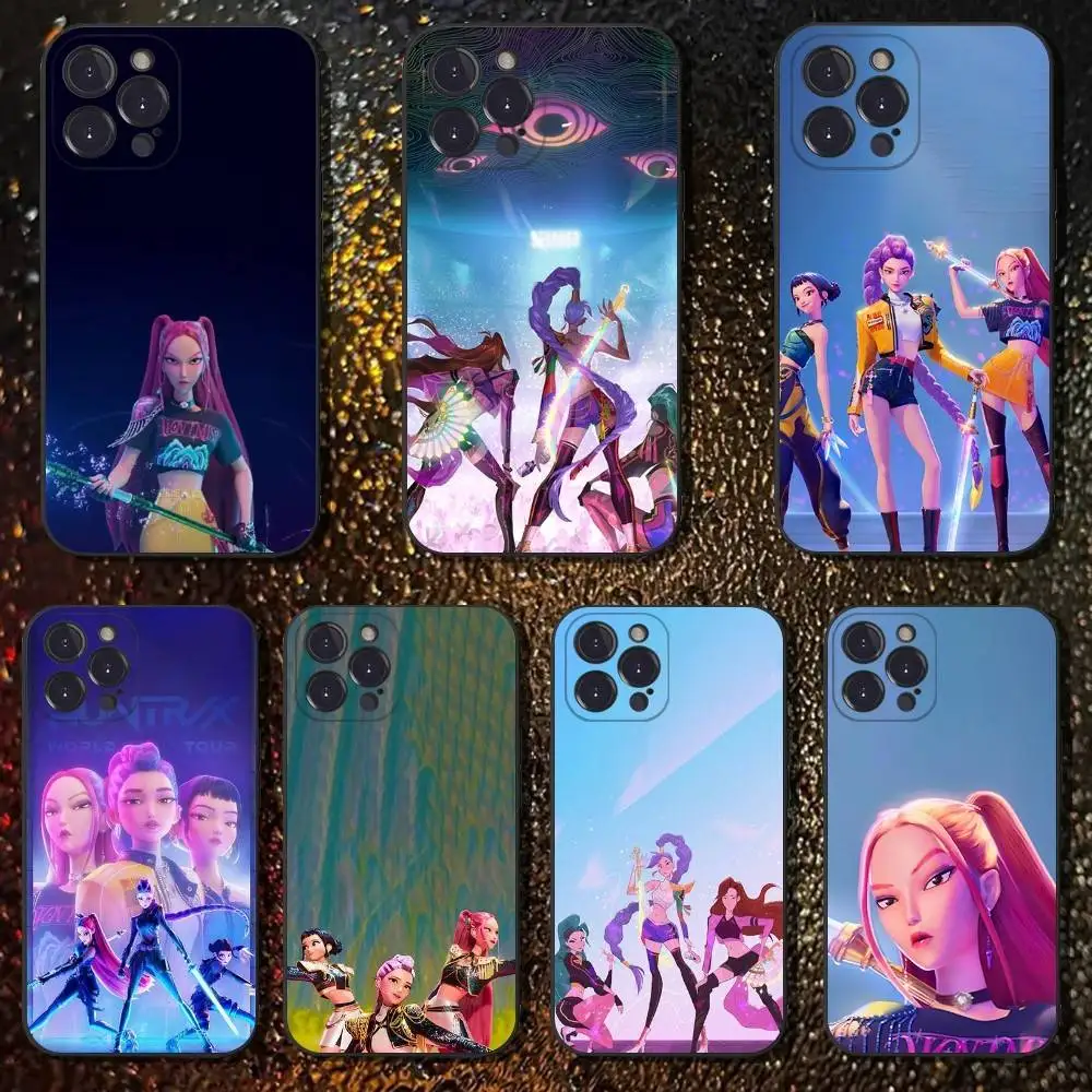 

KPop D-Demon H-Hunters Phone Case For iPhone 16,15,14,13,12,11 Plus,Pro Max,XS,X,XR,SE,Mini,8,7,Soft Silicone Black Cover