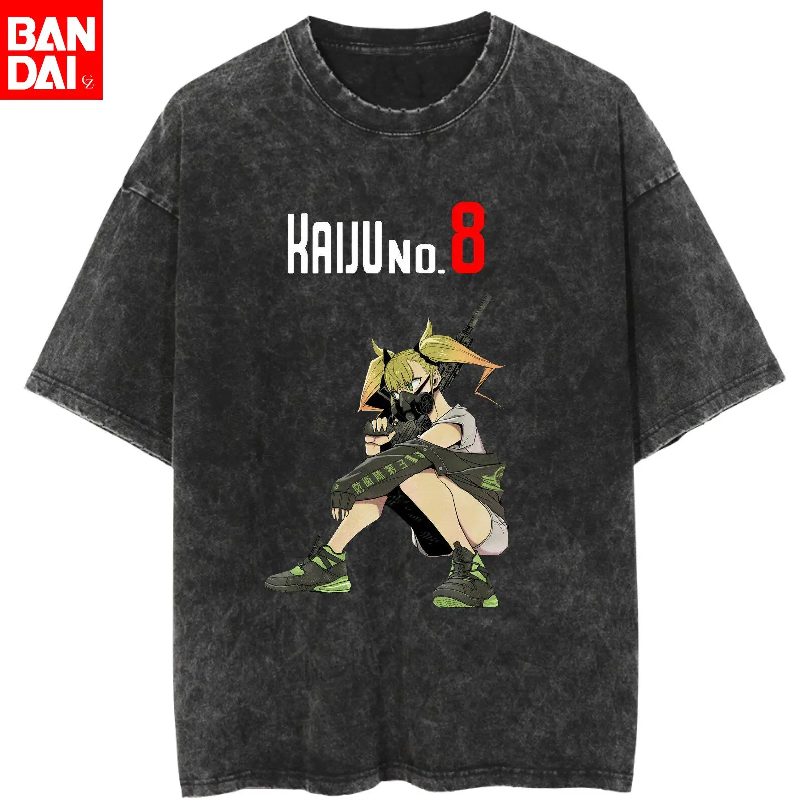

kaiju no. 8 kafka hibino split personality vintage washed t shirt 26 summer oversized streetwear anime graphic tee for men women