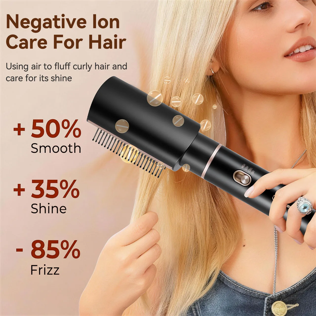 Hatteker EU 4-in-1 Hair Styling Comb for Women Home Use And Salon Professional Hot Air Brush for Curling And Straightening