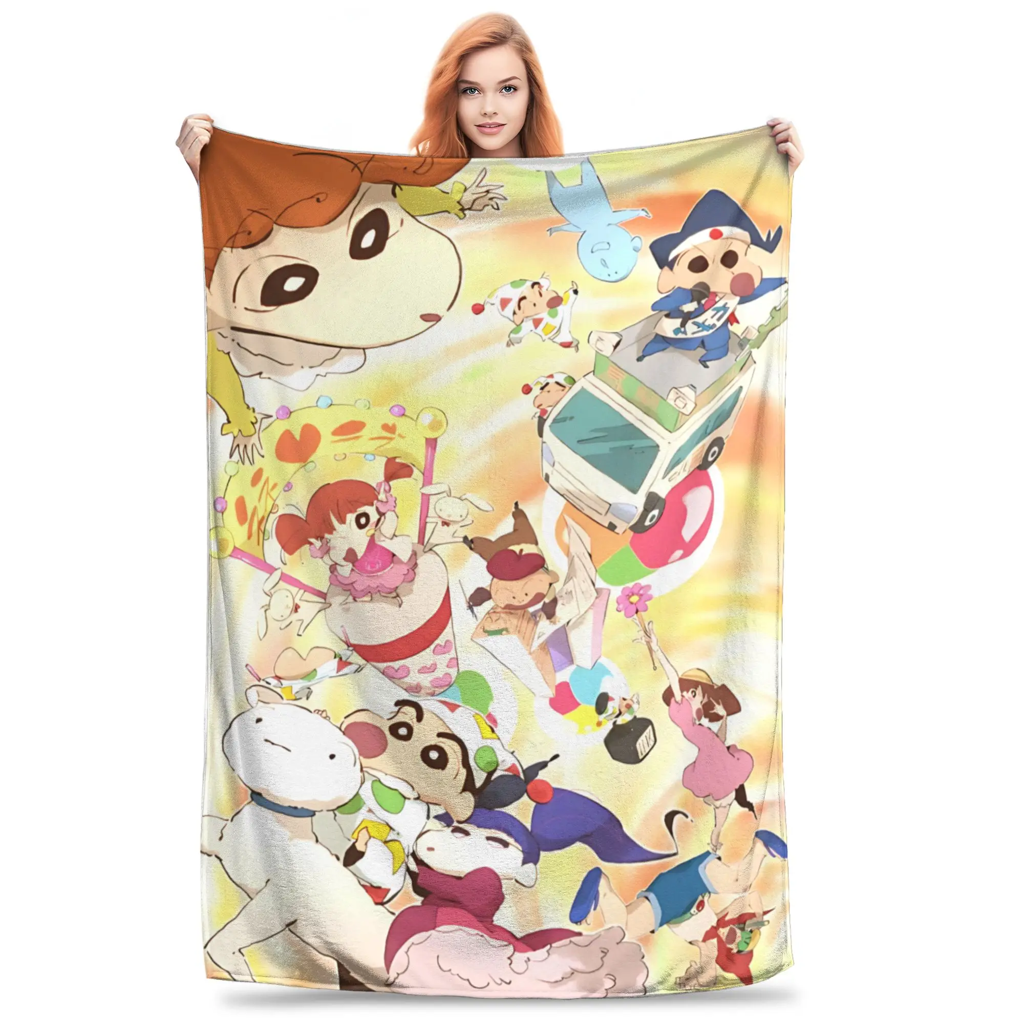 1PC home Cutecore Room Decor Crayon S Shin chan Blanket Throw Blanket  Novelty Warm Blanket All Season