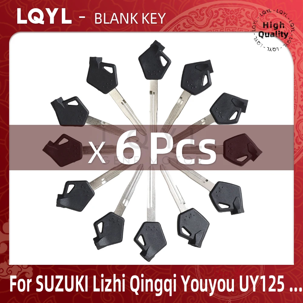 Llave en blanco para motocicleta, llave sin cortar para SUZUKI Qingqi UU UY 125, pequeño delfín, 6 piezas