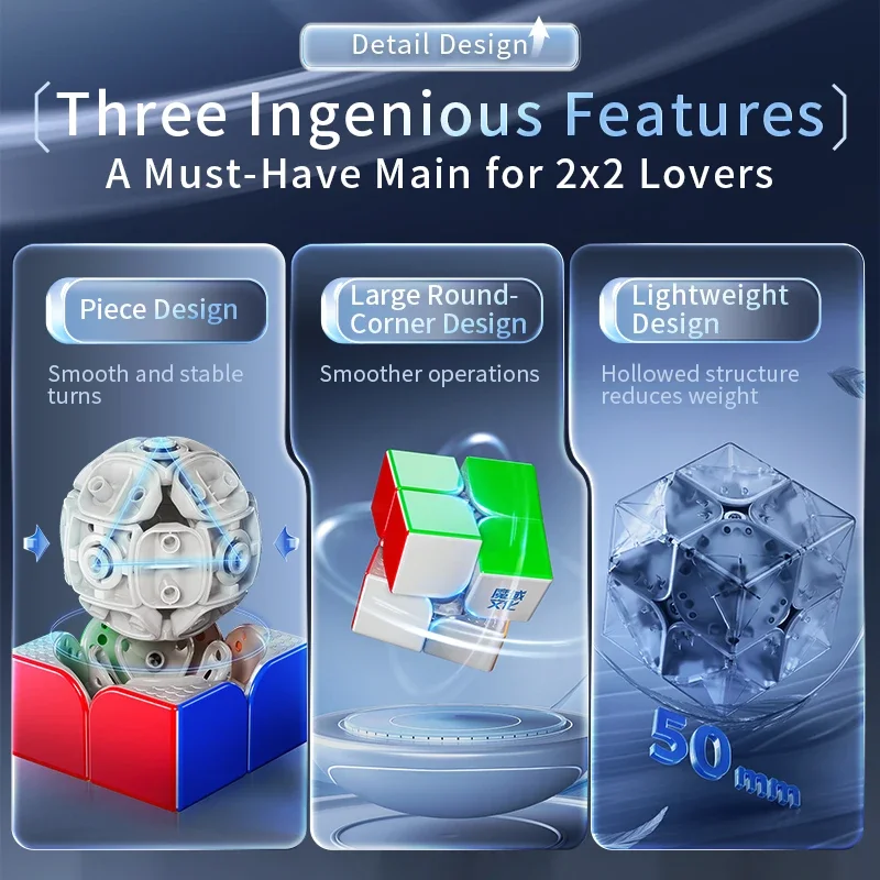 [CubeFun]MOYU  WeiPo V5 2x2 Magic Cube 20-Magnet Ball Core UV Magnetic Professional Speed Puzzle Fidget Toys Kids Gifts