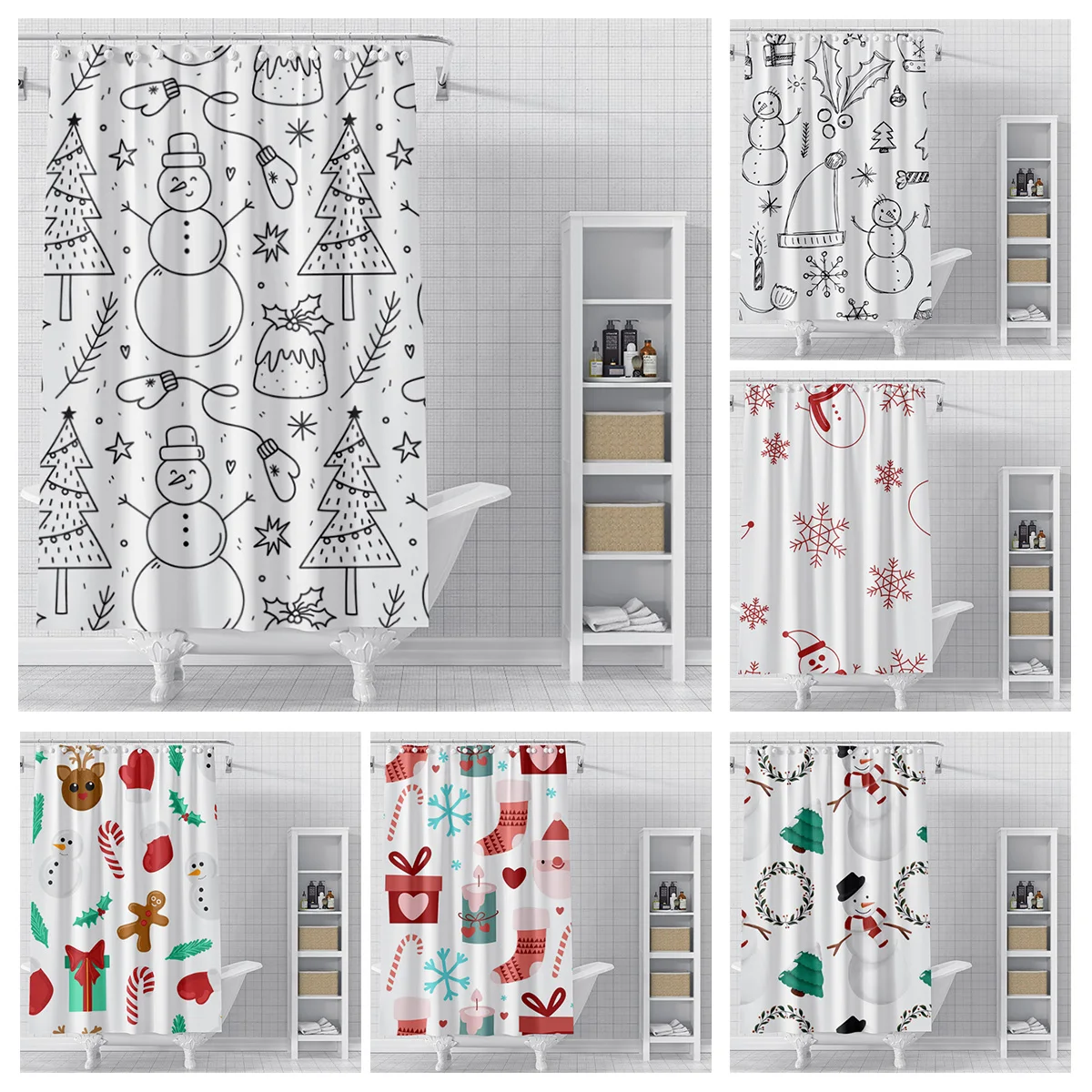 Home decoration shower curtains for bathroom waterproof curtain fabric Modern Nordic style Living Room Merry Christmas winter