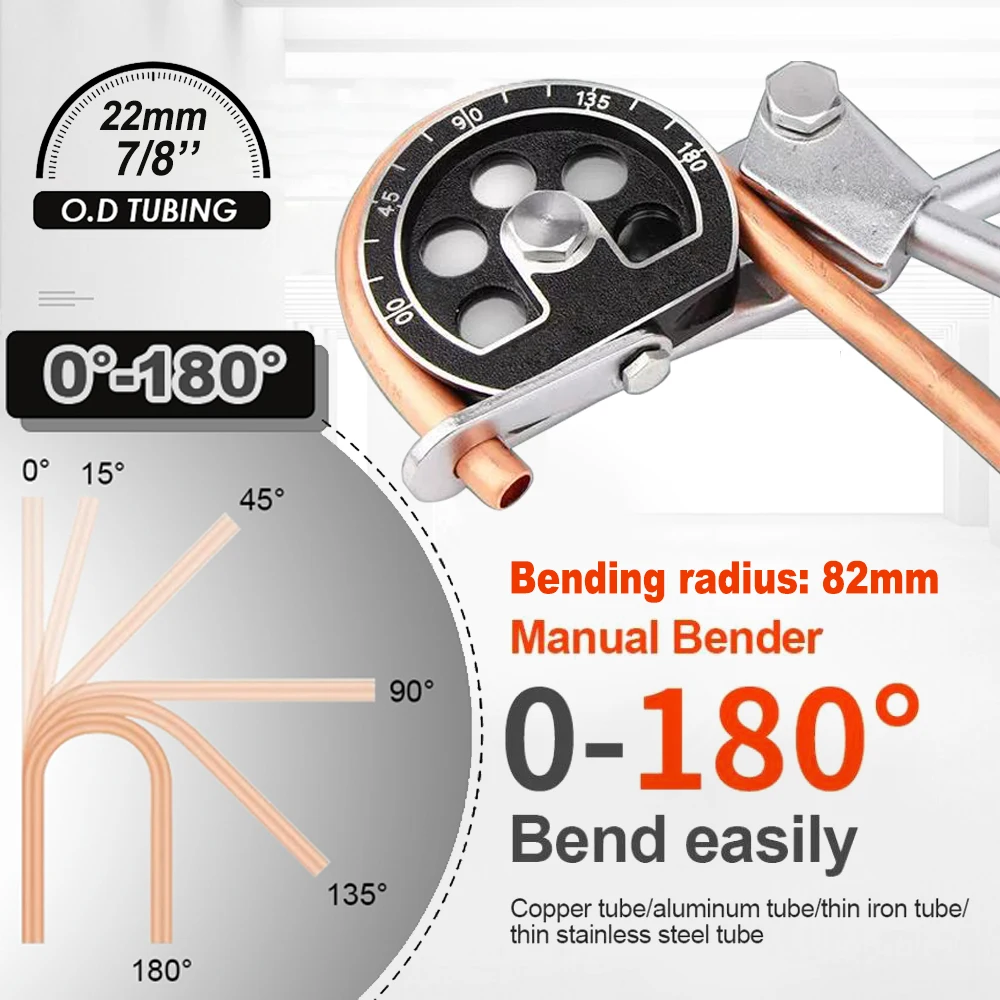 

7/8Inch 22mm Pipe Bender Tool|Manual 0-180 Degree Tube Bending Machine for HVAC/Plumbing&Auto Repair |Work with Steel,Alloy Pipe
