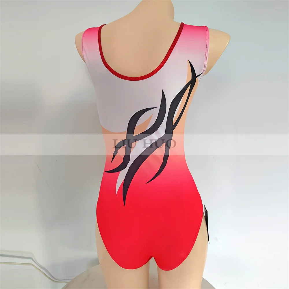 LIUHUO Rhythmic Gymnastics Leotard Customize Women Girl Teen Costume Performance Competition Acrobatics Sleeveless Bodybuilding