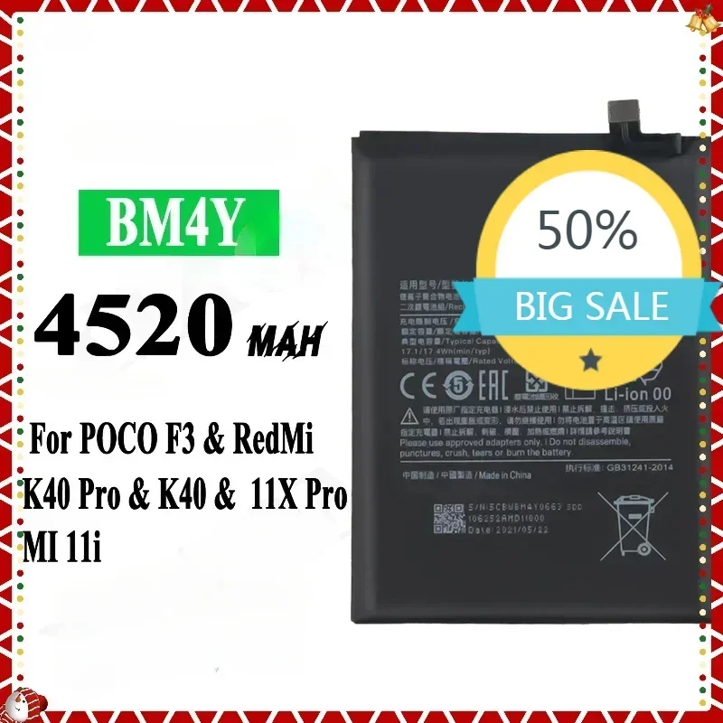 4520mAh BM4Y Battery For Xiaomi Poco F3 Redmi K40 Pro K40Pro Battery Batteries Bateria Mobile Phone Batteries