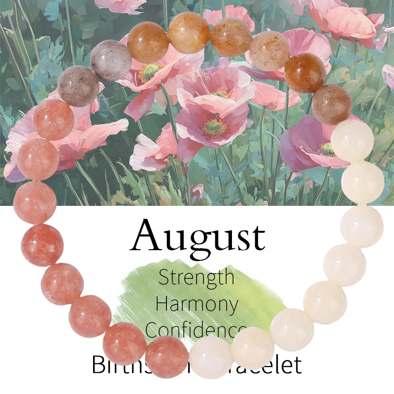 2025, neue Geburtsstein-Kristall-Blumen-Armbänder für Frauen, buntes Naturstein-Armband, Sternzeichen-Monatsarmband, Geburtstag, Abschlussfeier