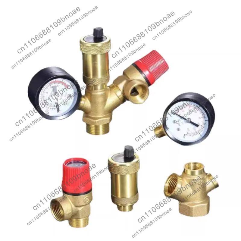 Accessories: two-link pressure relief valve assembly, automatic exhaust water tank integrated valve, pressure gauge, all copper