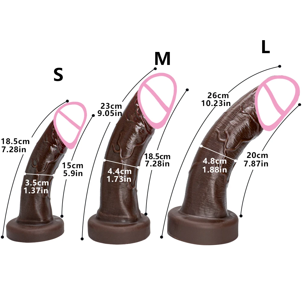 Realistic Dildo Strap-On Super Soft Silicone Big Penis with Suction Cup Flexible G-spot Curved Shaft and Ball For Women lesbian