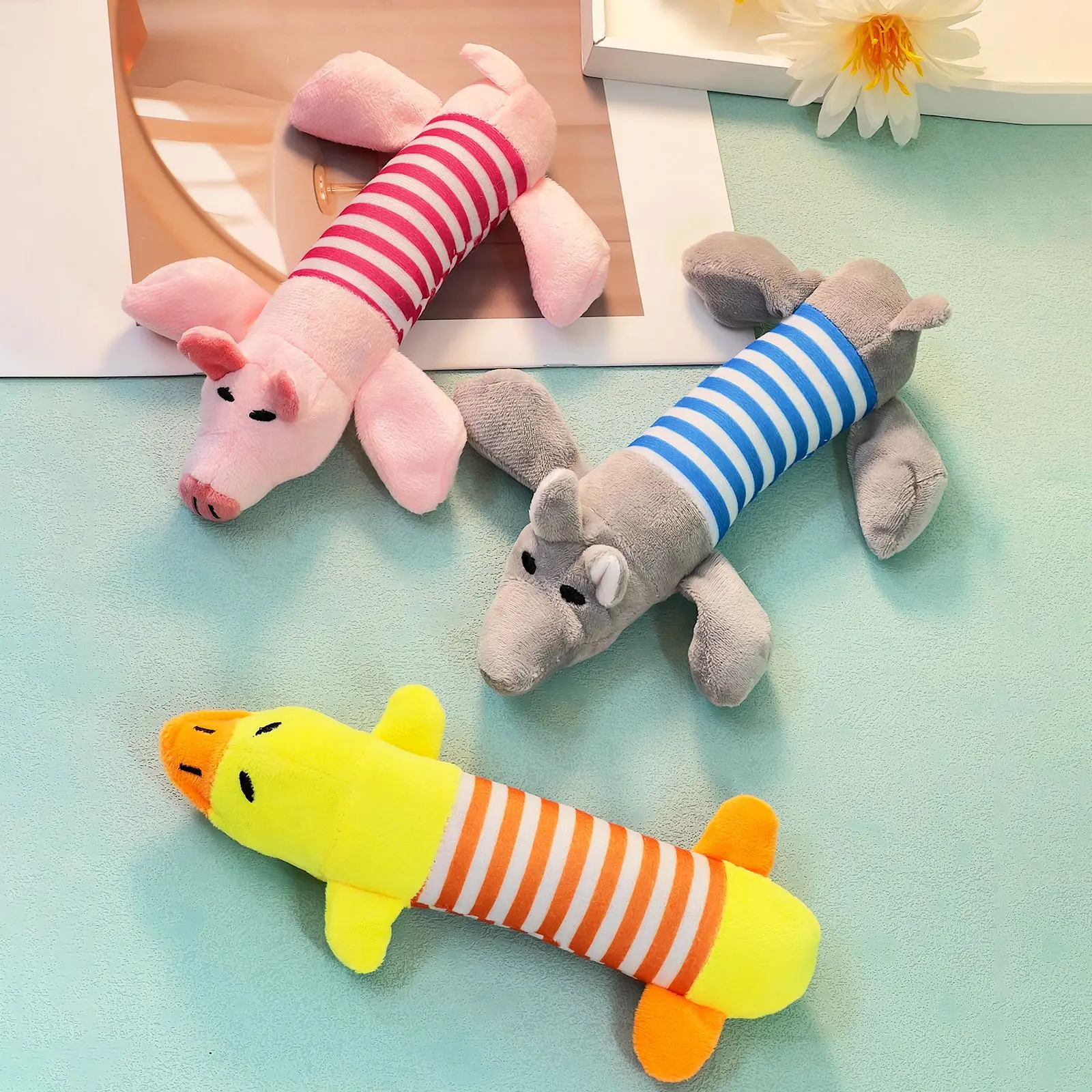 Plush Supplies Fit for All Puppy Pet Squeak Chew Toy Funny Durable Chew Elephant Duck Pig Toy Pets Supplies Dog Toy