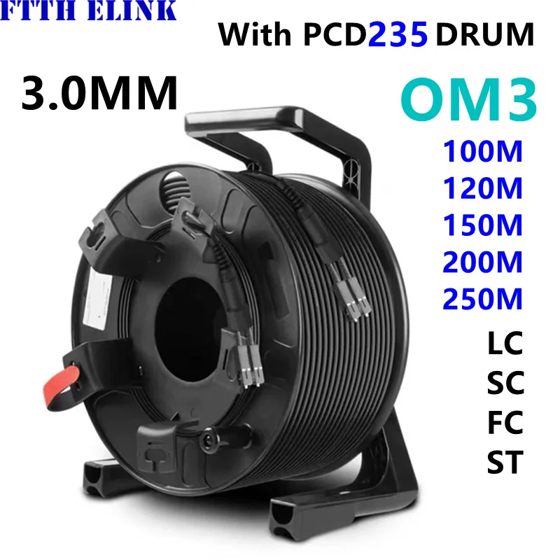 2 core OM3 TPU Armored fiber patch cord 100m120M150m200m250m with PCD235 2C SC LC FC ST Multimode optical 2 fibre jumper outdoor