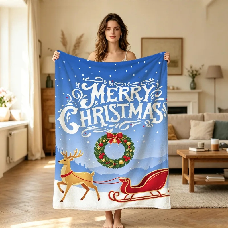 New Blanket Christmas Pattern Printed Blanket Manufacturer Wholesale Flannel Blanket Autumn and Winter Nap Blanket Gift