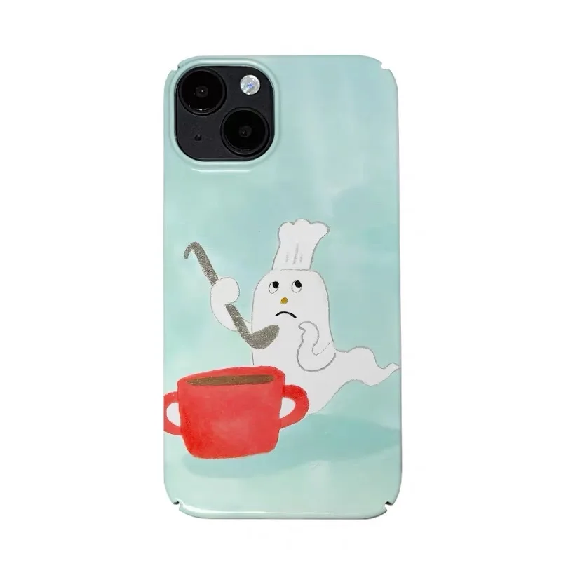 

Ins Korean Green Ghost Chef Phone Case for IPHONE 17 Air 16E 15 PROMAX 14 Plus 13 12 MINI 11 PRO 16Plus XR Acrylic Phone Cover