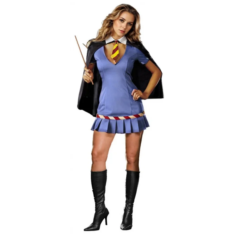 

S-XXL Wizard Witch Magic Party Costume for Halloween Women Magic Adult Dress Potter Wizard Dress