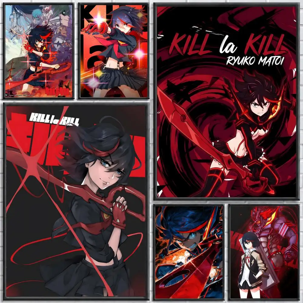 Anime Kill la Kill Poster Self-adhesive Art Waterproof Paper Sticker Coffee House Bar Room Wall Decor