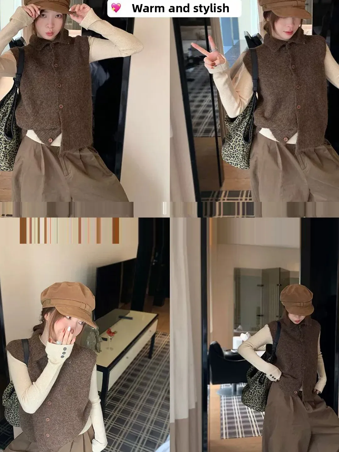 Women's Knitted Vest 2026 New Style Outerwear Brown Layering Inner Match Fashionable Sweater Spring Autumn Seasonal Trend