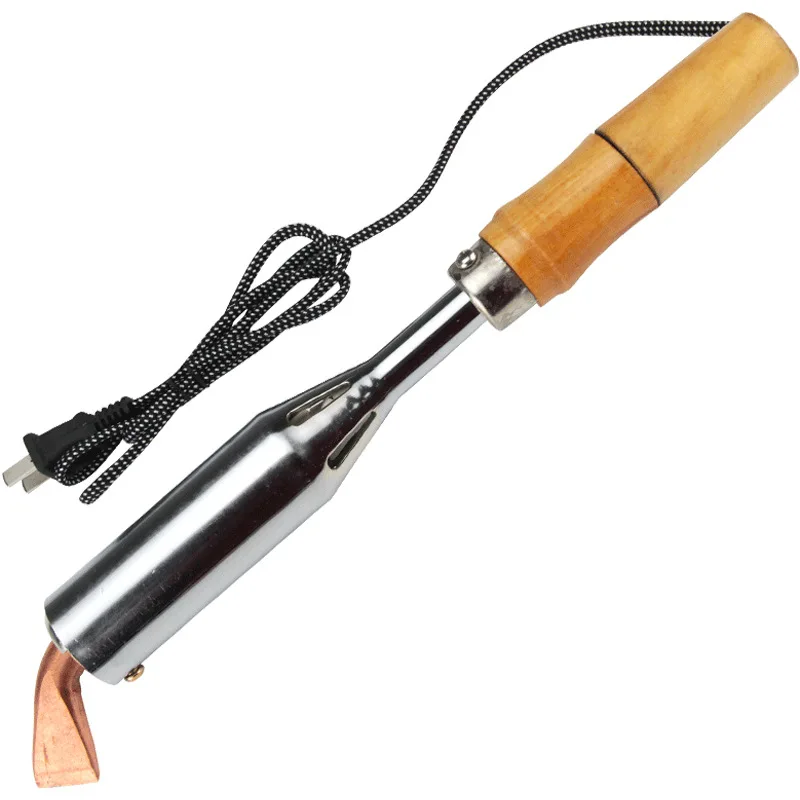 High-power Electric Soldering Iron Wooden Handle Loco Iron Wooden Handle Solder Gun Curved Flat Head Copper Head 100W-300W