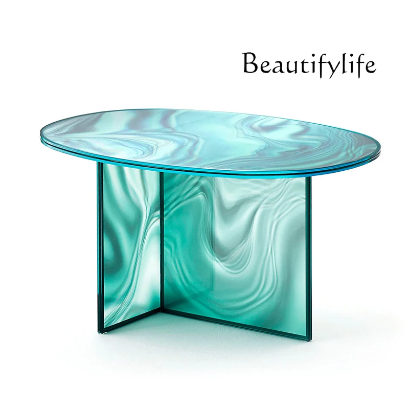 Italian Light Luxury Tempered Glass Tea Table Modern Villa Simple Combination Design round Coffee Table