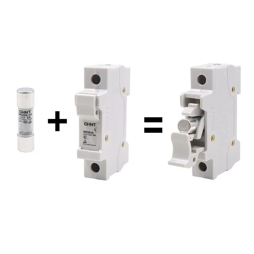 CHINT Solar DC Fuses 1000V PV Photovoltaic 6A 10A 15A 16A 20A DC Fuse Holder Base for Solar System Short Circuit Protection gpV