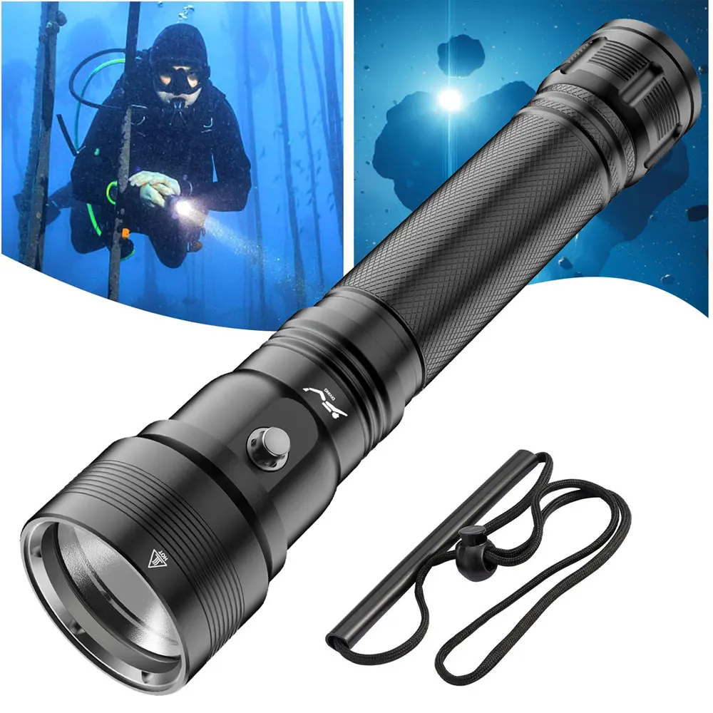 

High Lumens LED Dive Light Scuba Diving Flashlight IPX8 Waterproof 100M Underwater Flash Light for Diver Submersible Snorkeling