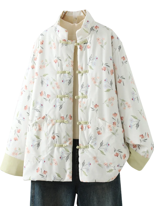 Nuovo cinese Sle Double-Face Wear Stampa floreale Cotone Jaet Donna Inverno Faionable Cotone imbottito Colletto alla coreana Tang Sui...