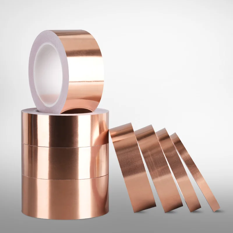 0.06mm thick single conductive copper foil tape is used for EMI shielding, electrical maintenance, grounding, welding, handicraf