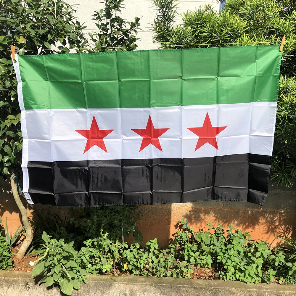 Z-ONE FLAG  Syria flag  90X150cm polyester hanging double side Flag Syria banner Indoor Outdoor Home decoration