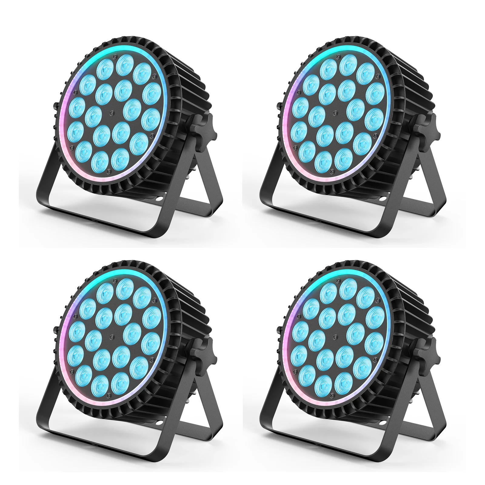 

Yiflamefly 4 шт. 120 Вт Par Light с кольцевым ремешком и вентилятором 18 светодиодов RGBW Par Can Light DMX512 сценический светильник для KTV, бара, свадебной вечеринки, театра